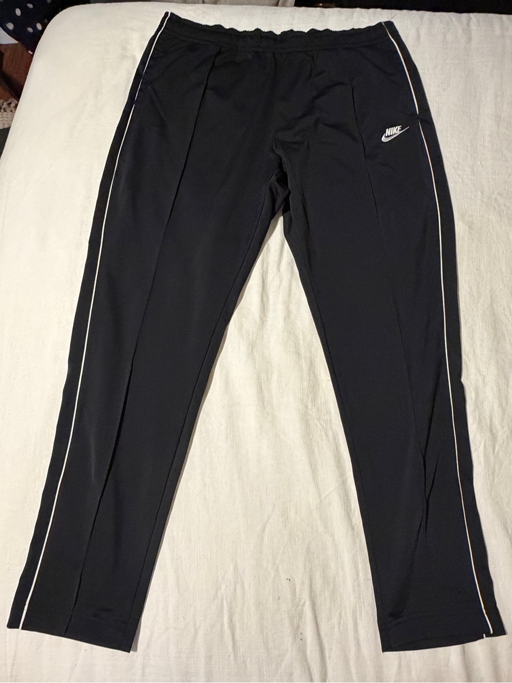 Nike Black Track Joggers with White Piping
